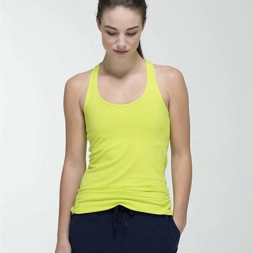 Lululemon Cool Racerback Tank Neon Yellow Size 4 - Picture 2 of 5